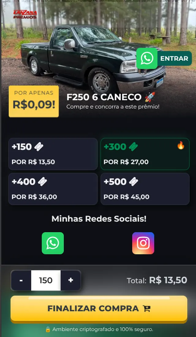 Virada de Vida raffle draw screen